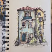 My project for course: Expressive Architectural Sketching with Colored Markers. Projekt z dziedziny Sketching,  R, sunek,  R, sunek architektoniczn, Sketchbook,  R i sunek atramentem użytkownika Kim Hertel - 02.07.2024