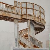 Escalier rouillée en colimaçon. Un projet de Beaux Arts, Peinture , et Aquarelle de Francine Tremblay - 05.07.2024