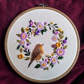 Robin and the dogroses . % grimbardthewise tarafından hazırlanan El, af Sanatları, Nakış, Geleneksel illüstras, on, Ve Sanat ve El Sanatları projesi - 07.06.2024