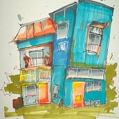 My project for course: Expressive Architectural Sketching with Colored Markers Ein Projekt aus dem Bereich Skizzenentwurf, Zeichnung, Architektonische Illustration, Sketchbook und Illustration mit Tinte von poonperm_ai_v - 06.07.2024