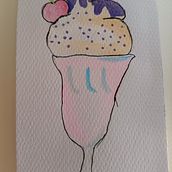 Helado de melocotón al sirope de mora con cereza. Un proyecto de Ilustración tradicional de Carmen Esain - 07.07.2024