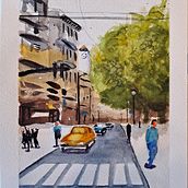 Mi proyecto del curso: Paisajes urbanos en acuarela. Fine Arts, Watercolor Painting, and Architectural Illustration project by abrebaeroradioactivo - 07.04.2024