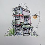 My project for course: Expressive Architectural Sketching with Colored Markers. Un progetto di Bozzetti, Disegno, Illustrazione architettonica, Sketchbook e Illustrazione con inchiostro di Julio Brenes - 09.07.2024