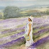 Campo de lavanda. Watercolor Painting project by Toribio Alonso Portal - 07.10.2024
