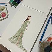 Mi proyecto del curso: Ilustración de moda con acuarela: silueta, color y fluidez. Un proyecto de Ilustración tradicional, Pintura a la acuarela e Ilustración de moda					 de crislizano - 11.07.2024
