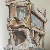 Apartment in  ruins Paris. Sketchbook, Sketching, Architecture, Design, Drawing, and Artistic Drawing project by Patryk Mlodzianowski - 07.12.2024