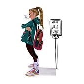 Mitch Daniels Blvd Self Portrait (waiting to cross the street when you're cold and late). Character Design, Digital Illustration, Stor, and telling project by Grace Yuhas - 07.13.2024