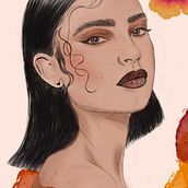 Mi proyecto del curso: Retrato ilustrado con Procreate. Un proyecto de Ilustración tradicional, Ilustración vectorial, Ilustración digital y Dibujo de Retrato de Andrea Ahumada - 08.07.2024