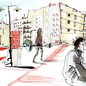 My project for course: Urban Sketching: Capture Your City in Motion Ein Projekt aus dem Bereich Traditionelle Illustration, Skizzenentwurf, Zeichnung, Aquarellmalerei, Architektonische Illustration und Sketchbook von Anna - 21.07.2024