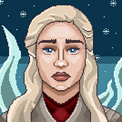 Daenerys Targaryen: Técnicas de ilustración en pixel art. Traditional illustration, Digital Illustration, and Pixel Art project by Valentina Colorado - 07.21.2024