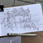 Lunar New Year Urban Sketch - Vancouver Chinatown Ein Projekt aus dem Bereich Traditionelle Illustration von Heather Souliere - 21.07.2024