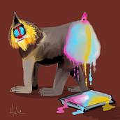mandril. Traditional illustration project by Helio Bueno - 07.22.2024
