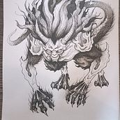 demonio yokai. Een project van Traditionele illustratie,  Creativiteit,  Tekening y Sketchbook van gere - 02.03.2023