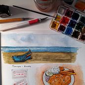Mi proyecto del curso: Cuaderno de viaje en acuarela. Traditional illustration, Watercolor Painting, Architectural Illustration, and Sketchbook project by Catalina Rojas Araos - 07.26.2024