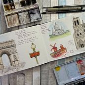 Mi proyecto del curso: Paris - Cuaderno de viaje en acuarela . Traditional illustration, Watercolor Painting, Architectural Illustration, and Sketchbook project by Anixe Bilbao Dorta - 07.26.2024