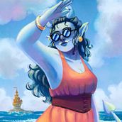 Tiefling at the Beach. Un projet de Illustration numérique de Sacha van Andel - 18.07.2024