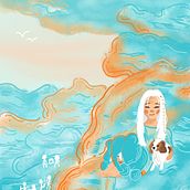 Little girl resting on a cloud. Digital Illustration project by ketu_drawings - 06.15.2024
