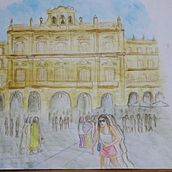 Mi proyecto del curso: Sketching urbano: dibuja tu ciudad en movimiento. Un proyecto de Ilustración tradicional, Bocetado, Dibujo, Pintura a la acuarela, Ilustración arquitectónica y Sketchbook de artistense - 29.07.2024