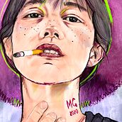 Charlotte Gainsbourg - *Illustrated Portraits with Procreate*. Traditional illustration, Vector Illustration, Digital Illustration, and Portrait Drawing project by marty.goodman - 07.29.2024