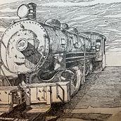 Train Park Locomotive . Ilustração tradicional projeto de Paul - 31.07.2024