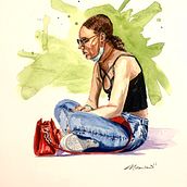 Mon projet du cours : Portrait artistique à l’aquarelle. Fine Arts, Painting, Watercolor Painting, and Portrait Drawing project by Emmanuel Faure - 08.02.2024