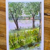 Mein Abschlussprojekt für den Kurs: Natürliche Aquarelllandschaften . Seni Rupa, Lukisan, Dan Lukisan Cat Air proyek oleh Silke Schmitt - 08.03.2024