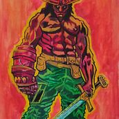 Personaje de Hellboy. Traditional illustration, Character Design, Painting, Comic, Acr, and lic Painting project by Adrian Yugo - 08.03.2024