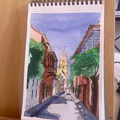 "Vivaracha Cartagena de Indias". Traditional illustration, Sketching, Drawing, Watercolor Painting, Architectural Illustration, and Sketchbook project by nataliconmo - 08.04.2024