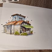 My project for course: Expressive Architectural Sketching with Colored Markers. Un projet de Esquisse , Dessin, Illustration architecturale, Carnet de croquis et Illustration à l'encre de Damien - 06.08.2024