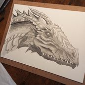 Dragon au graphite. Pencil Drawing project by Valérie SCHULER - 08.08.2024
