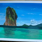 Lagon du cours : Illustration de carnets de voyage à la gouache. Painting, Drawing, Sketchbook, and Gouache Painting project by myltrescinski - 08.12.2024
