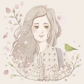 Chica y la contemplación de las flores de cerezo . Un proyecto de Ilustración digital de Cristina Ibáñez - 23.07.2024