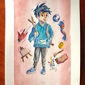 Mi proyecto del curso: Retratos de estilo manga en acuarela. Traditional illustration, Character Design, Comic, Watercolor Painting, and Manga project by adrianero - 08.12.2024