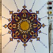 Mi proyecto del curso: Introducción al arte islámico: crea patrones biomórficos. Pintura, Pattern Design, Desenho, Pintura em aquarela e Ilustração com tinta projeto de Ana Laura Moreno Díaz - 13.08.2024