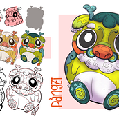 Pàngzi. Diseño de personaje toy a estilo cartoon.. Un proyecto de Diseño de personajes, Ilustración digital y Concept Art de Lucy Rodriguez - 14.08.2024