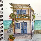 beira mar. Traditional illustration, Architecture, Fine Arts, Painting, Set Design, Street Art, Drawing, Creativit, and Artistic Drawing project by Andreah Muniz - 08.14.2024