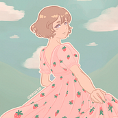 Strawberry Dress. Digital Illustration project by Carolina Ezquerro - 08.17.2024