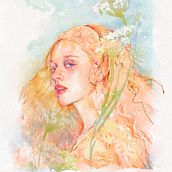 My project for course: Stylish Illustrated Portraits with Mixed Media. Un proyecto de Ilustración tradicional, Bellas Artes, Ilustración digital, Pintura a la acuarela, Ilustración de moda					, Pintura digital, Dibujo digital, Bocetado, Dibujo de Retrato, Dibujo realista y Dibujo artístico de Melissa Bateman - 19.08.2024