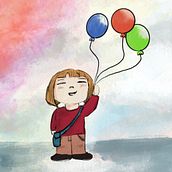Kind mit Luftballons. Digital Illustration project by inchenerdbeer - 08.20.2024