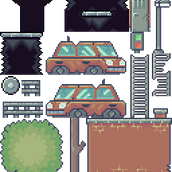 Escenario Apocalipsis/Ciudad abandonada. 2D Animation, 3D Animation, Video Games, Pixel Art, Game Design, and Game Development project by Juan David Marcano Gutiérrez - 08.21.2024