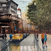 Meu projeto do curso: Paisagens urbanas em aquarela. Fine Arts, Watercolor Painting, and Architectural Illustration project by Mareiângela Melo - 08.22.2024