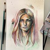Il mio progetto del corso: Ritratto artistico ad acquerello. Artes plásticas, Pintura, Pintura em aquarela, e Desenho de retrato projeto de Elisa Bertoldi - 24.08.2024