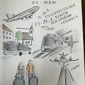 Mein Abschlussprojekt für den Kurs: Reisetagebuch: Illustration mit Mischtechniken. Desenho, Pintura em aquarela, Sketchbook, Ilustração com tinta, e Desenho com lápis de cor projeto de info_034814 - 25.08.2024