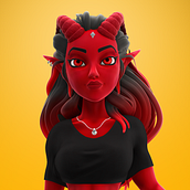 Tiefiling Girl. Un progetto di 3D, Character design, Modellazione 3D e Character design 3D di Juan Francisco Flores - 28.08.2024