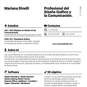 Mi proyecto del curso: Currículums para creativos: crea tu CV y carta de presentación. Un progetto di Consulenza creativa, Gestione di un portfolio, Comunicazione, Business, Design, Br, ing, Br, identit, Direzione artistica e Graphic design di Mariana Dinelli - 29.08.2024