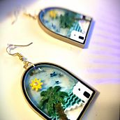 Boucles d'oreilles en 3D (scène d'été). Un proyecto de Diseño de jo, as, Artesanía y 3D de Anne-Laure - 30.08.2024