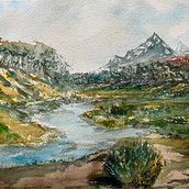 Laguna Esmeralda - Patagônia. Fine Arts, Painting, and Watercolor Painting project by robertodalmo7 - 08.31.2024