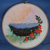Mein Abschlussprojekt für den Kurs: Zeitgenössische Landschaftsstickerei . Traditional illustration, Embroider, Fiber Arts, Textile Design, and Design project by Erika Berger-Leicht - 09.01.2024