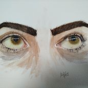 Mi proyecto del curso: Dibujos con acuarela: cómo pintar ojos expresivos. Fine Arts, Painting, Portrait Drawing, and Watercolor Painting project by mdeechave - 09.02.2024