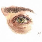 Mon projet du cours : Dessins à l'aquarelle : comment peindre des yeux expressifs. Fine Arts, Painting, Portrait Drawing, and Watercolor Painting project by Stéphanie Valentin - 09.03.2024
